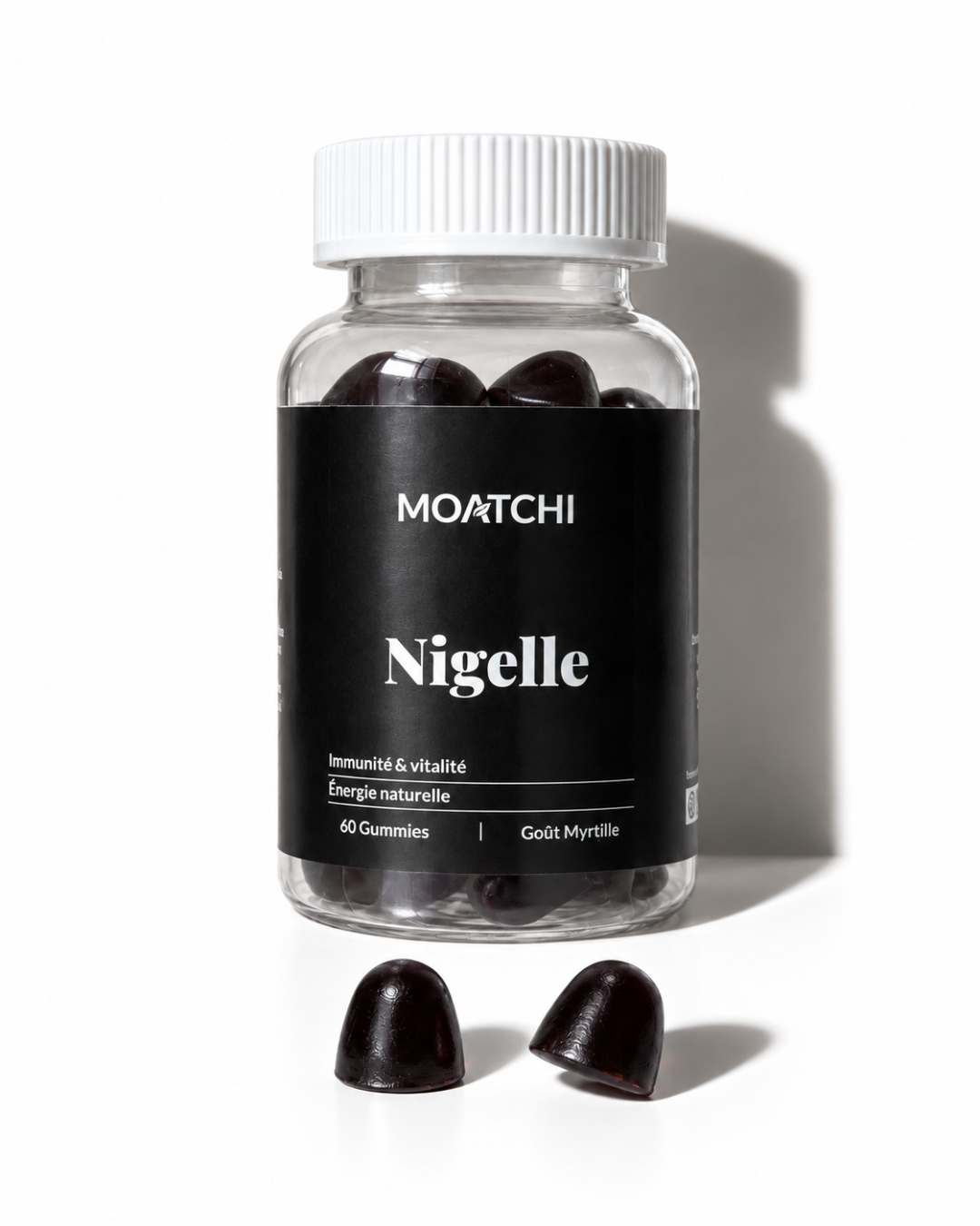 Pot de gummies MOATCHI Nigelle goût myrtille avec deux gummies