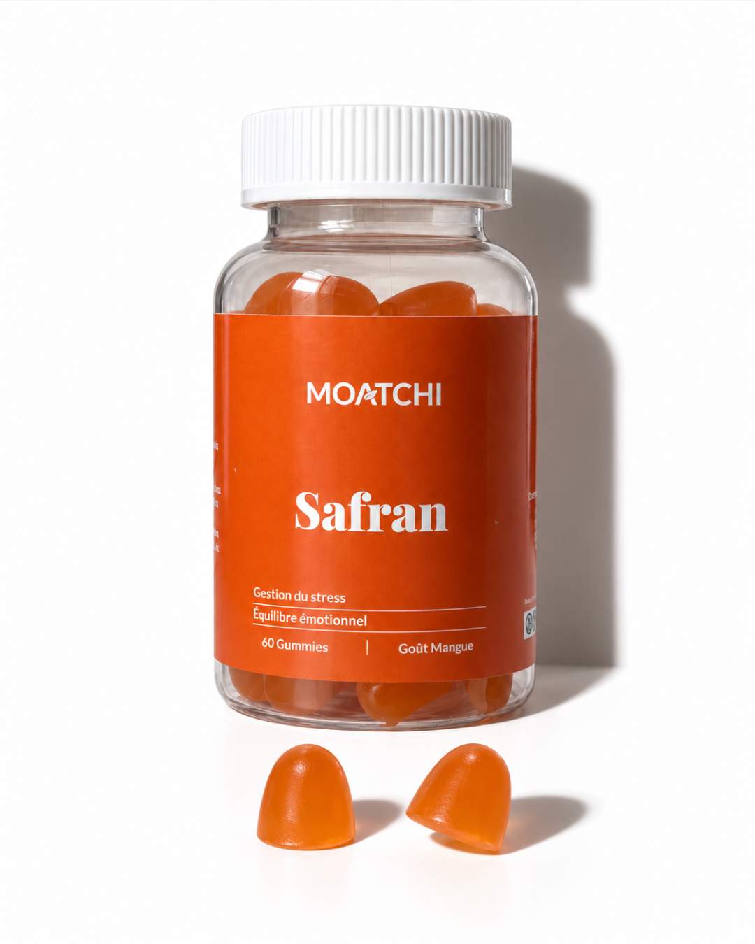 Pot de gummies MOATCHI Safran goût mangue avec deux gummies
