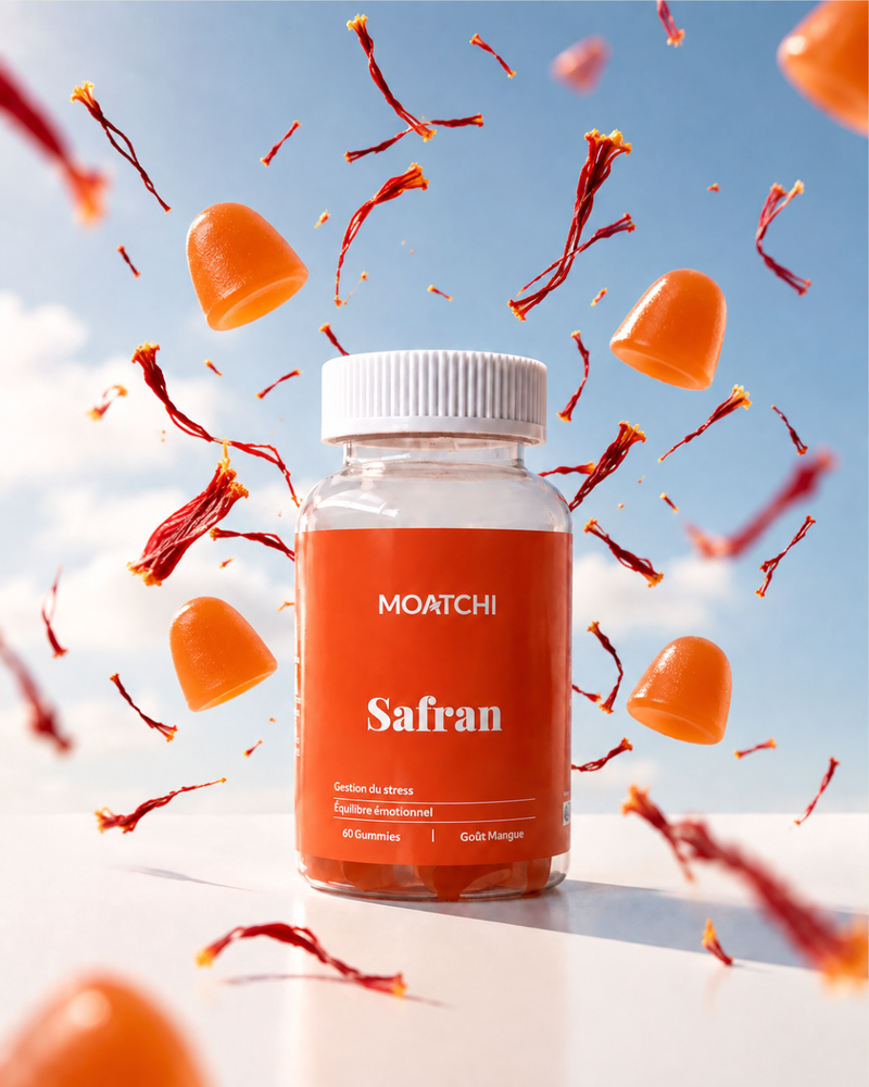 Gummies Safran et pistils de safran en suspension